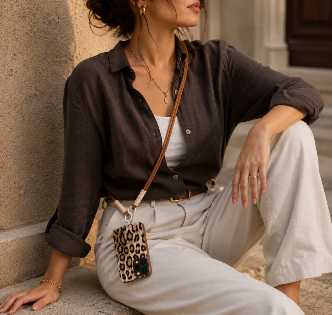 Brown & Beige Fabric Mobile Chain