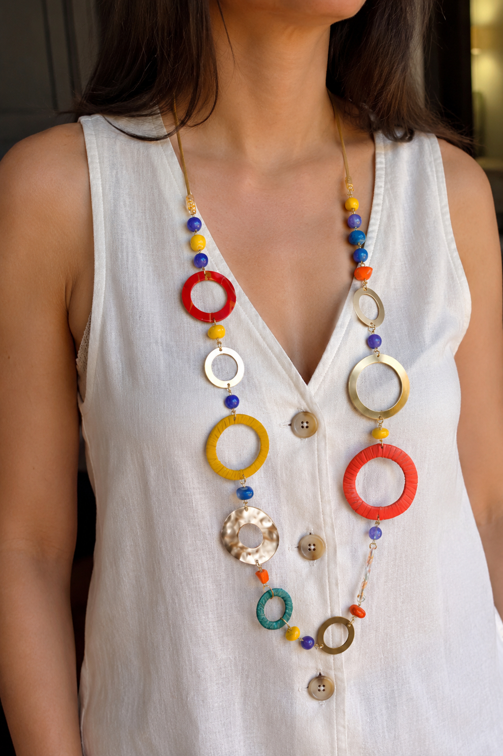 Blue & Orange Acrylic Necklace