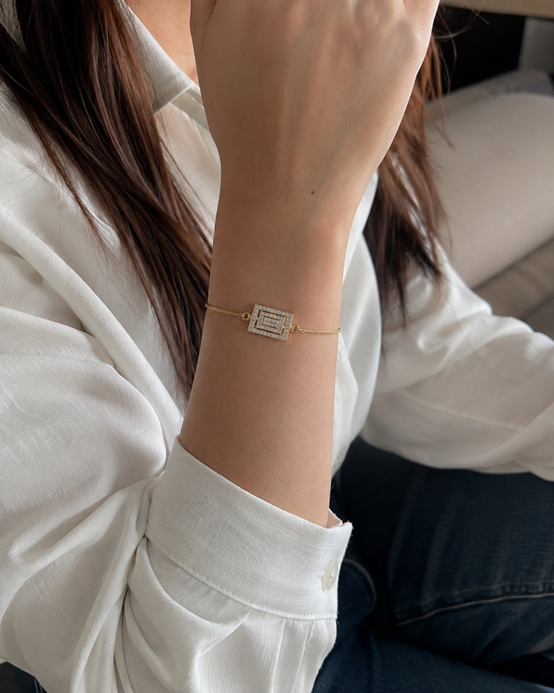 Adjustable Geometric Zircon Bracelet