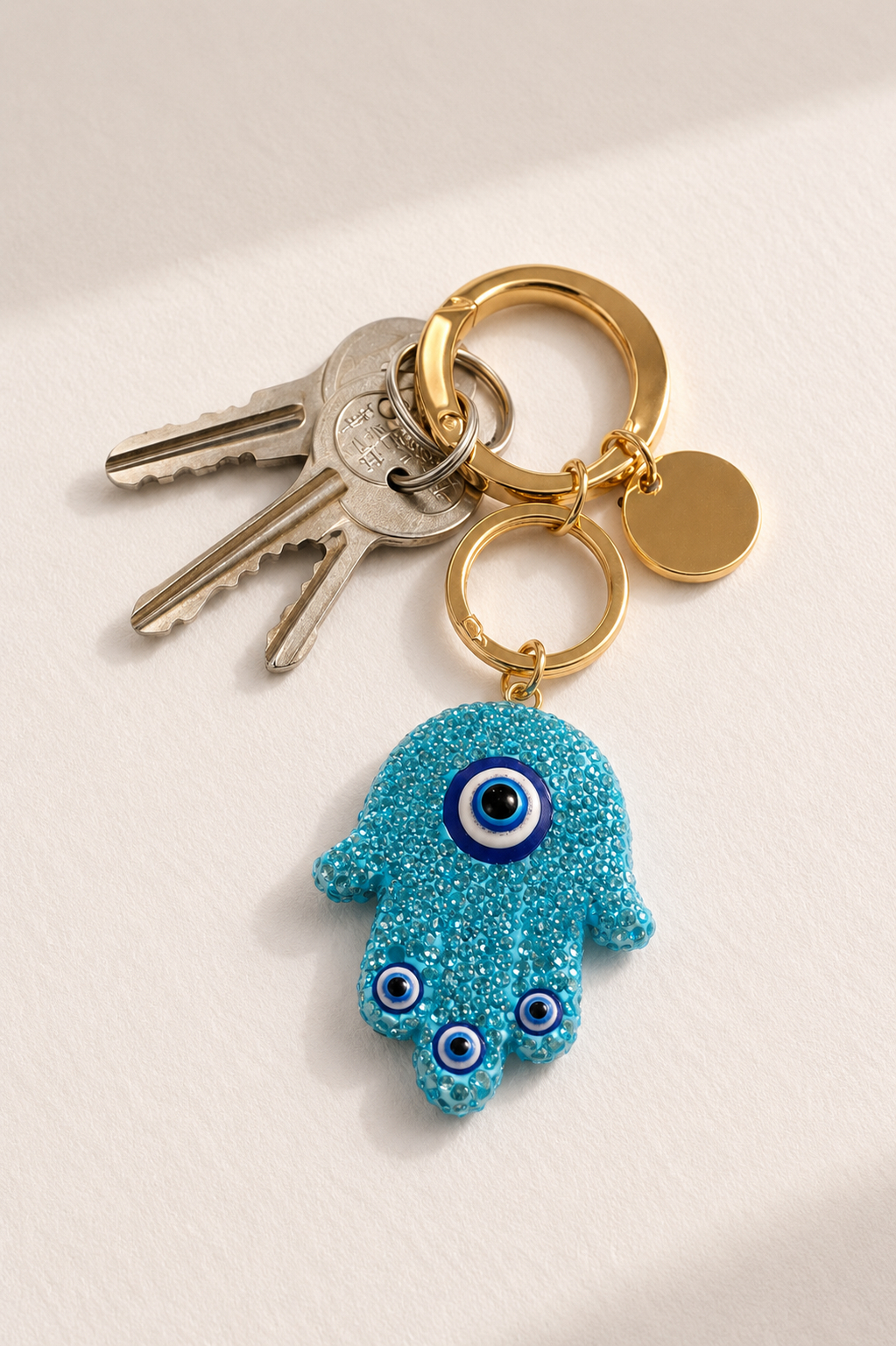 Blue Hamsa Evil Eye Keychain
