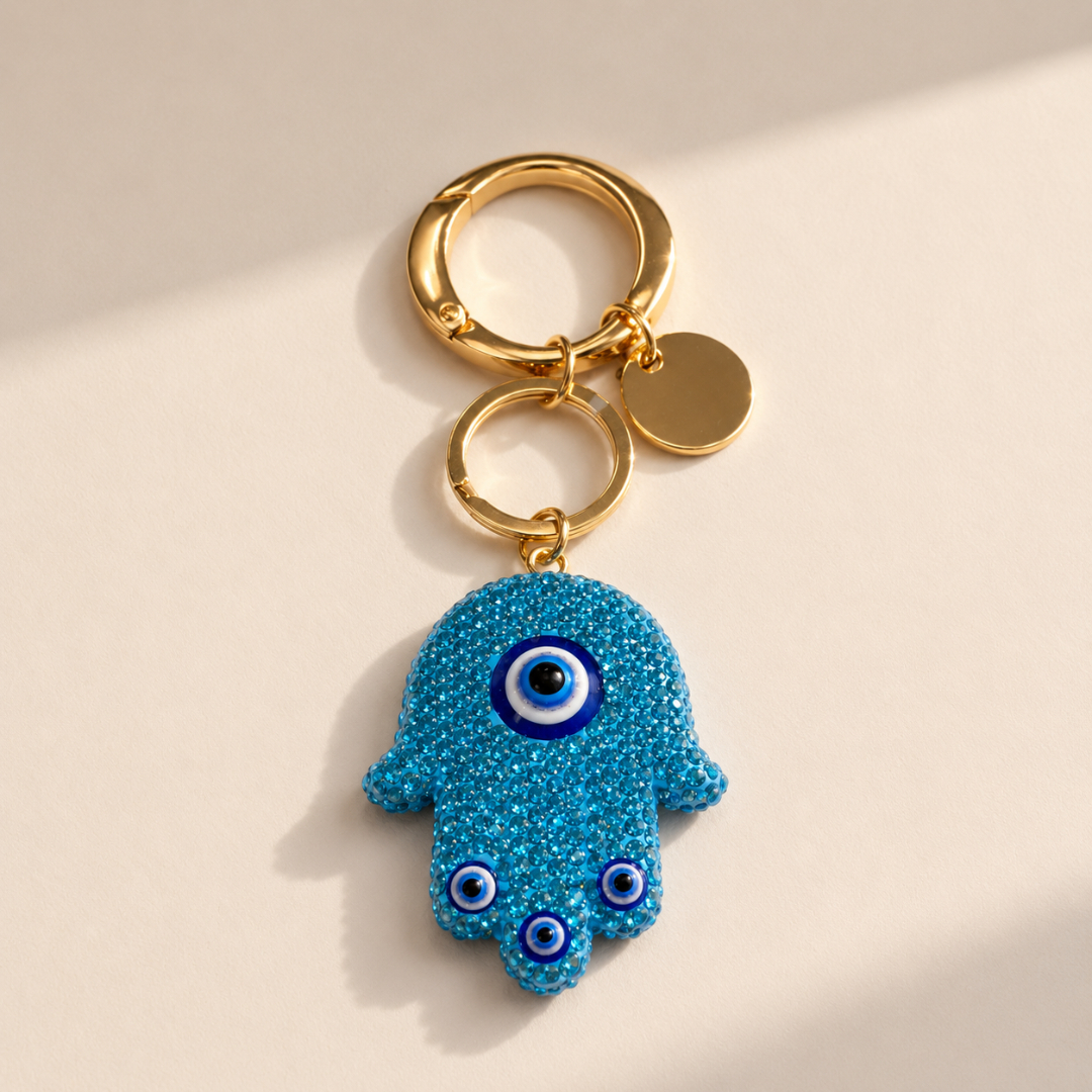 Blue Hamsa Evil Eye Keychain - Image 4