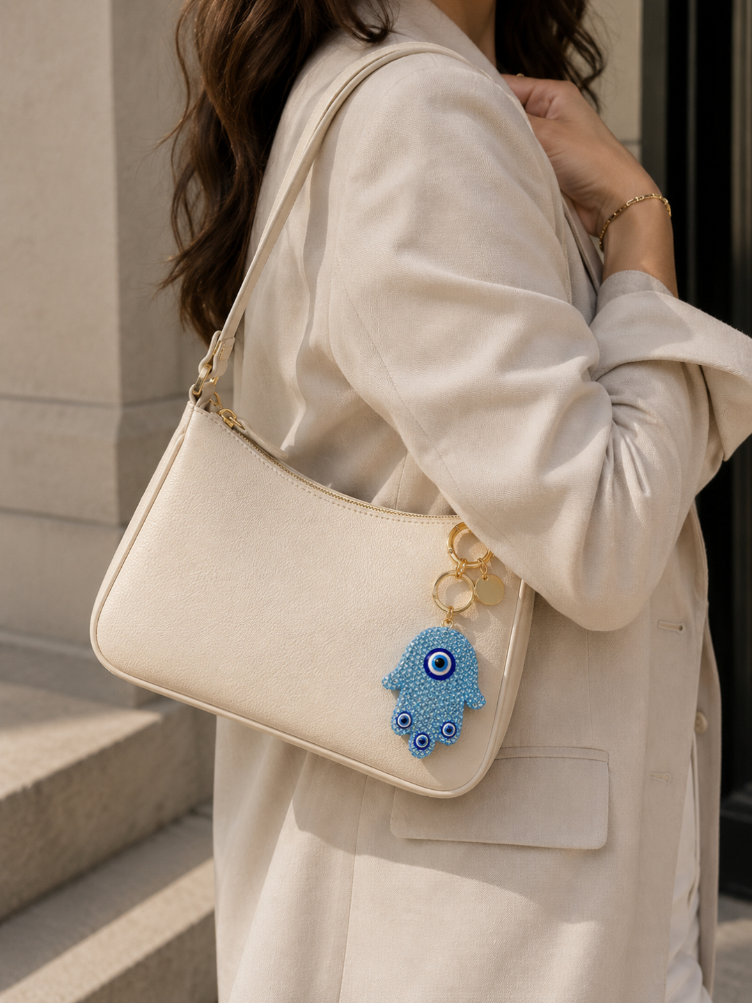 Blue Hamsa Evil Eye Keychain - Image 5