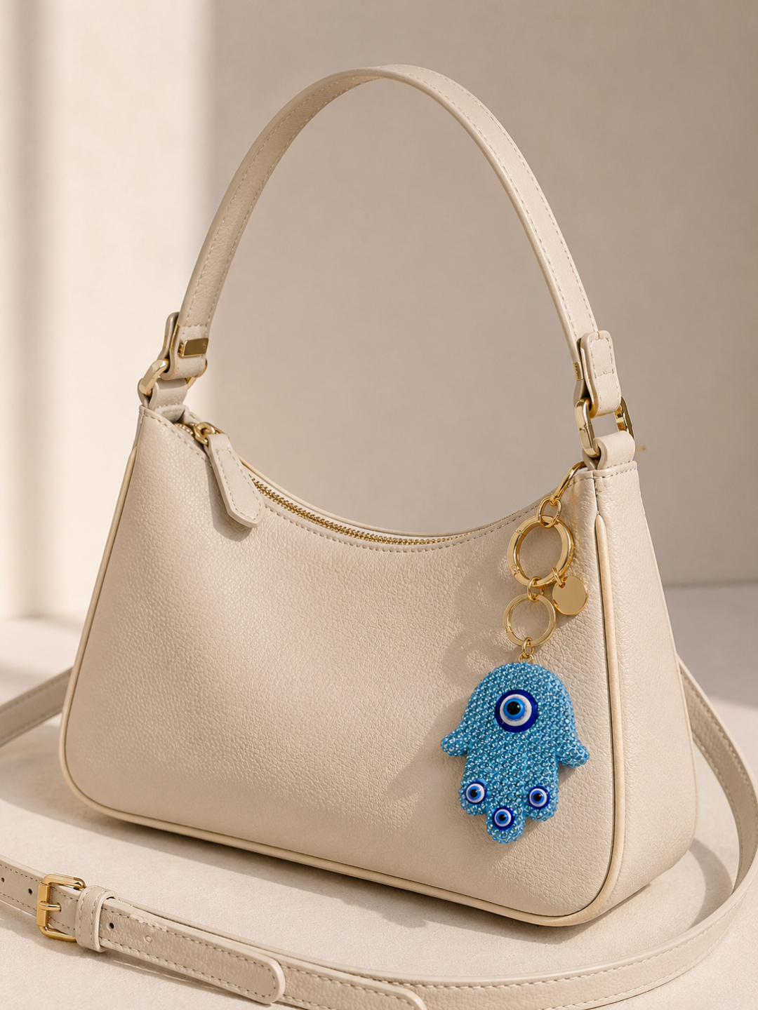 Blue Hamsa Evil Eye Keychain - Image 3