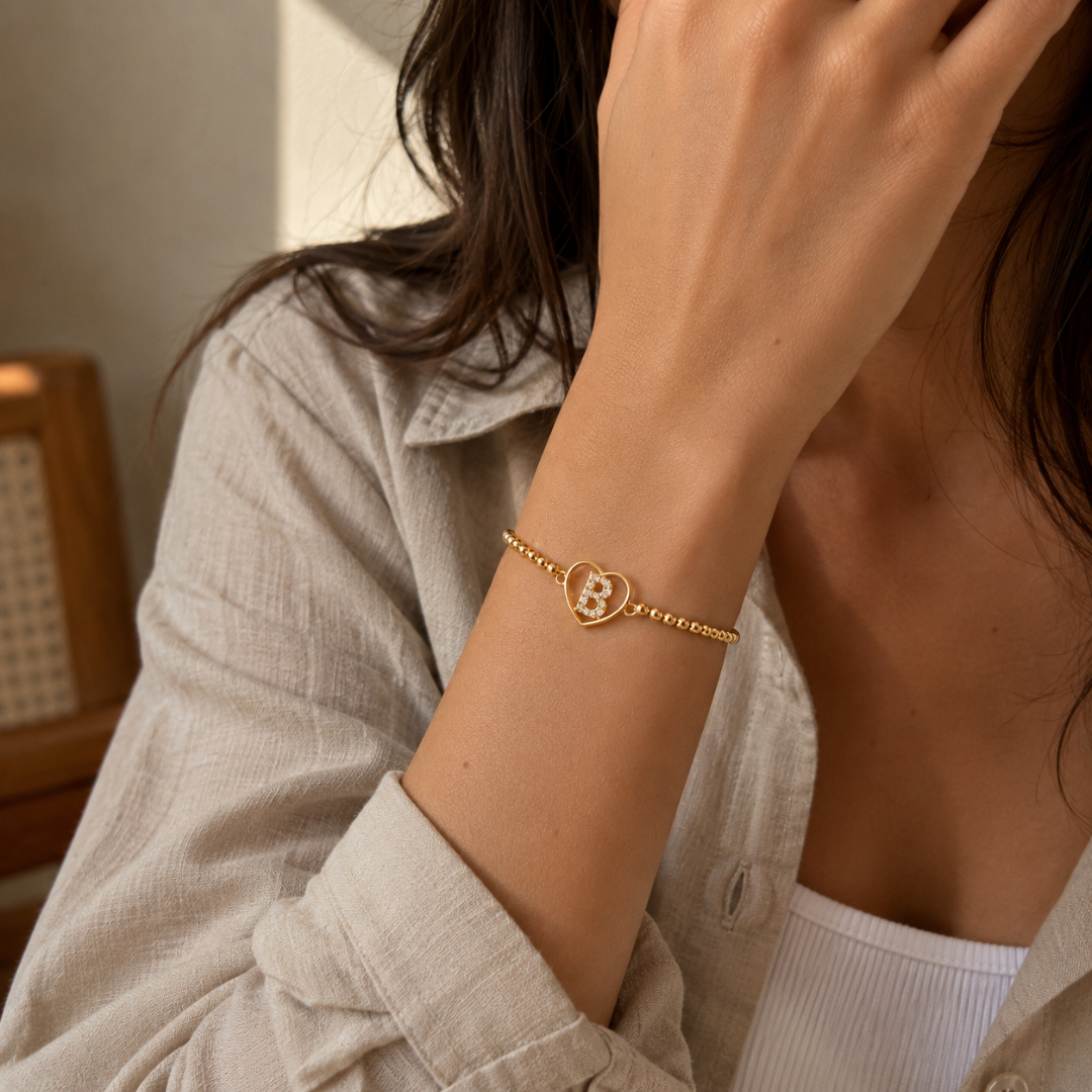 Initial B Heart Bracelet