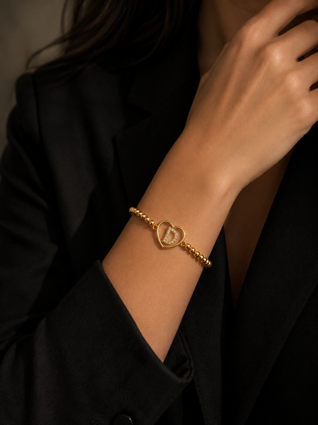 Initial D Heart Bracelet