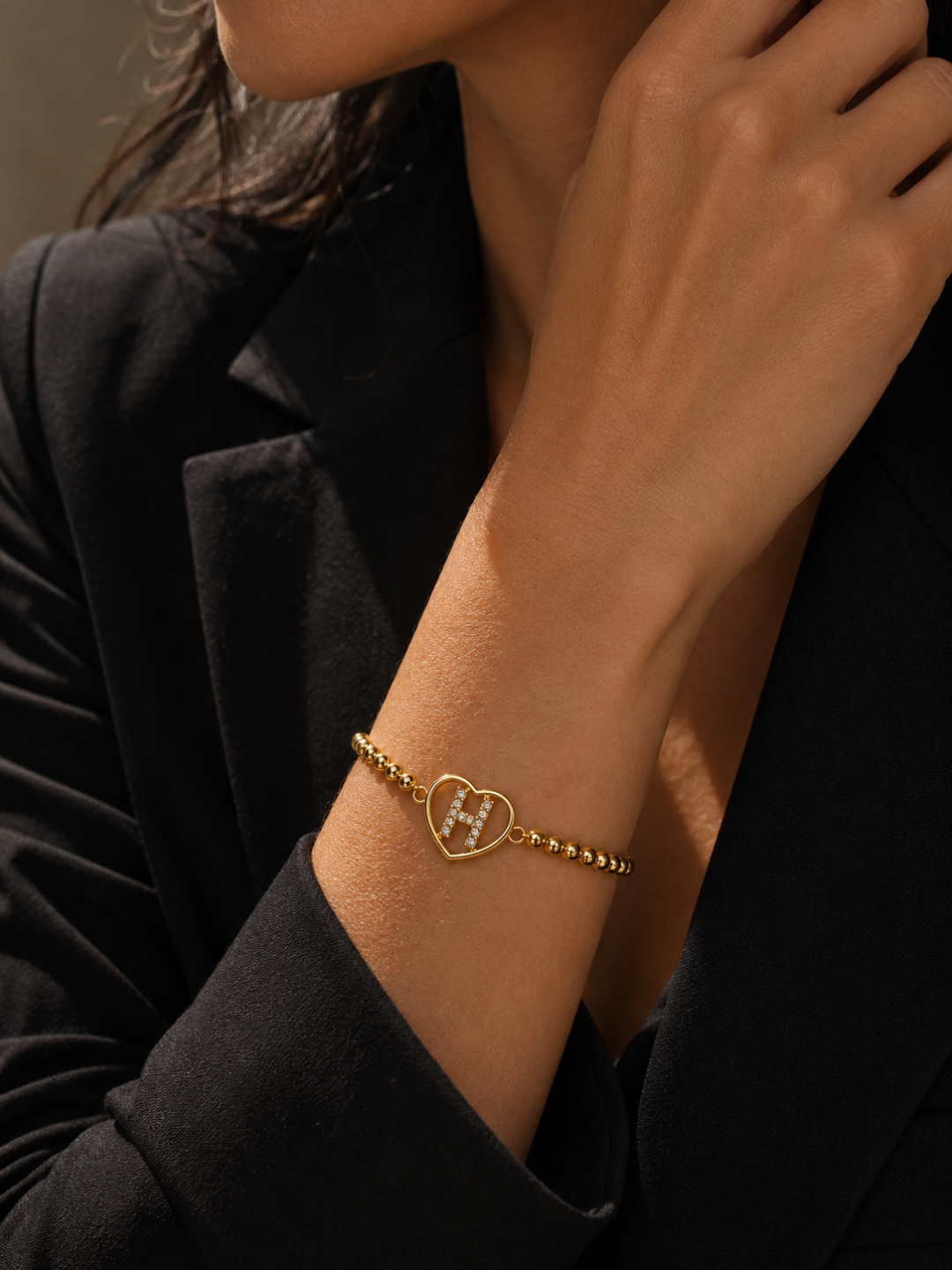 Initial H Heart Bracelet