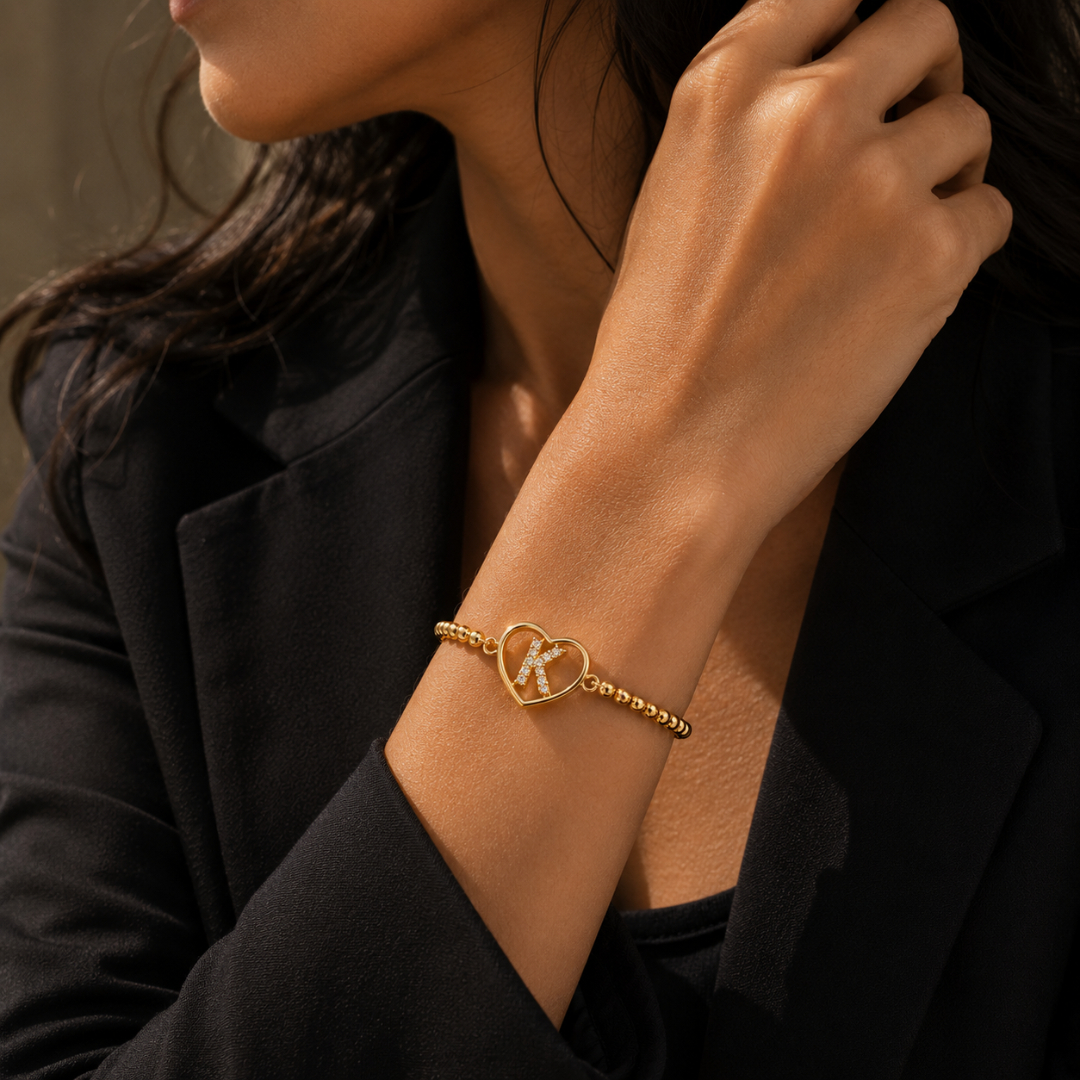 Initial K Heart Bracelet
