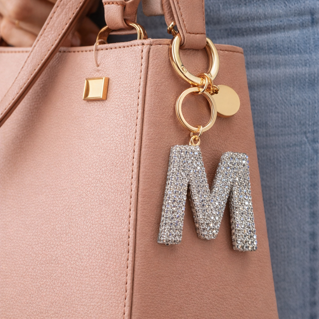 Crystal Initial Letter (M) Keychain - Image 3