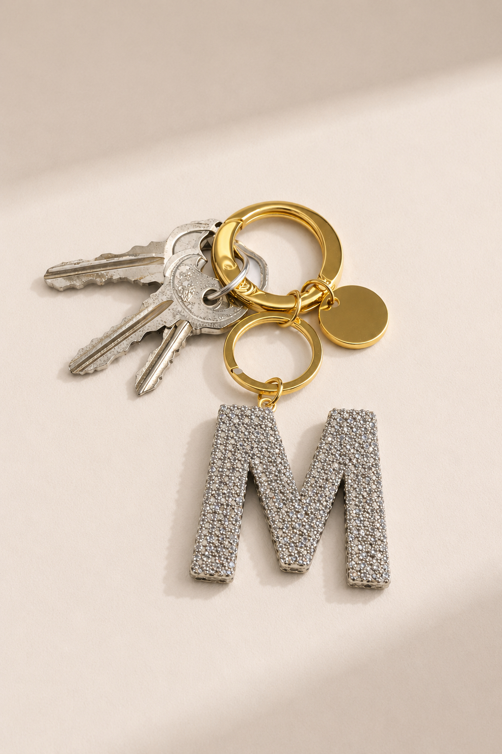 Crystal Initial Letter (M) Keychain