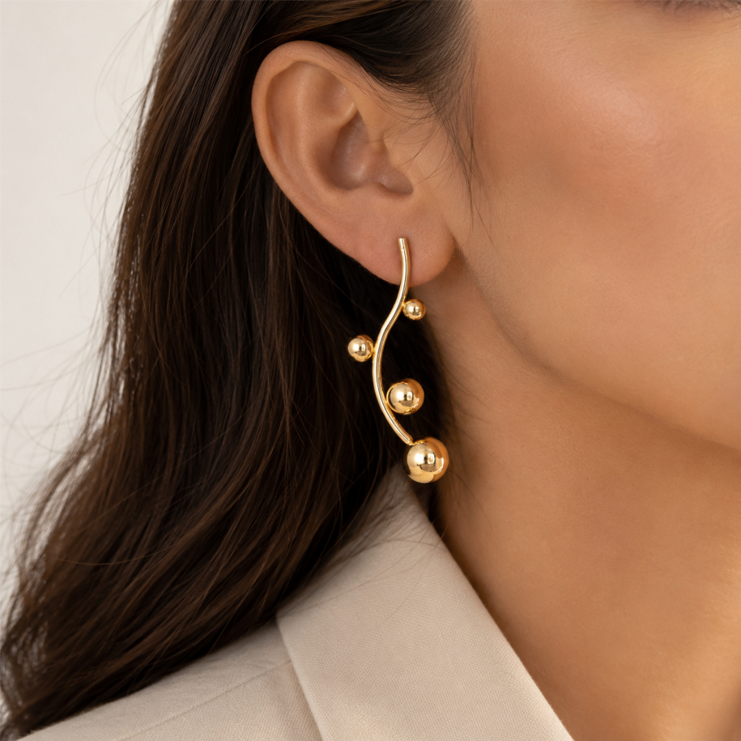 Golden Bubble Arc Earrings