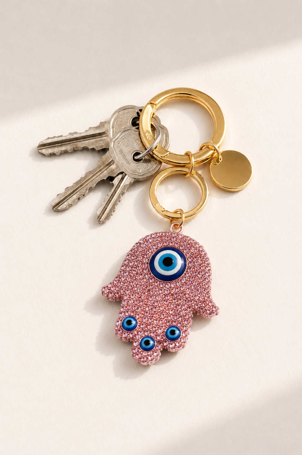 pink Hamsa Evil Eye Keychain