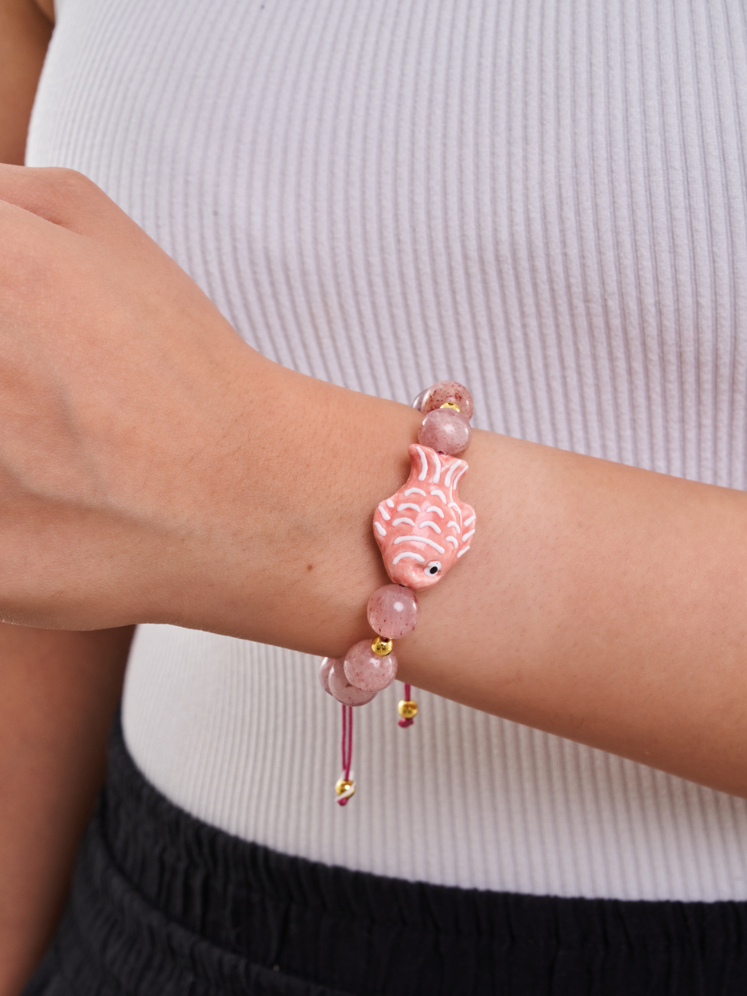 Strawberry Quartz Fish Bracelet
