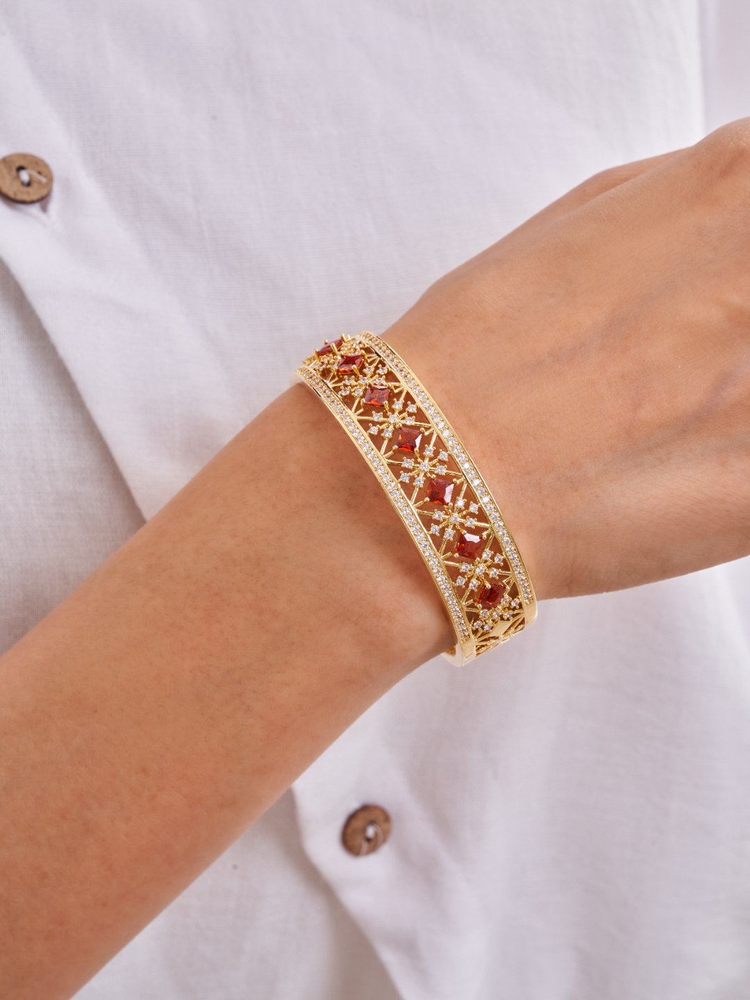Royal Red Zircon Cuff Bracelet