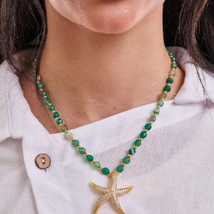 Green Agate Starfish Necklace