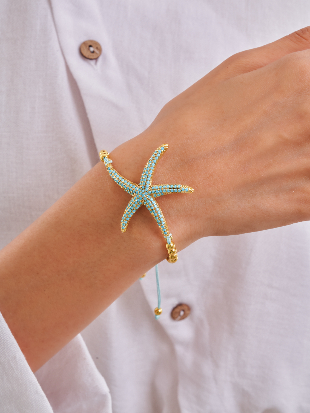 Turquoise Starfish Adjustable Bracelet