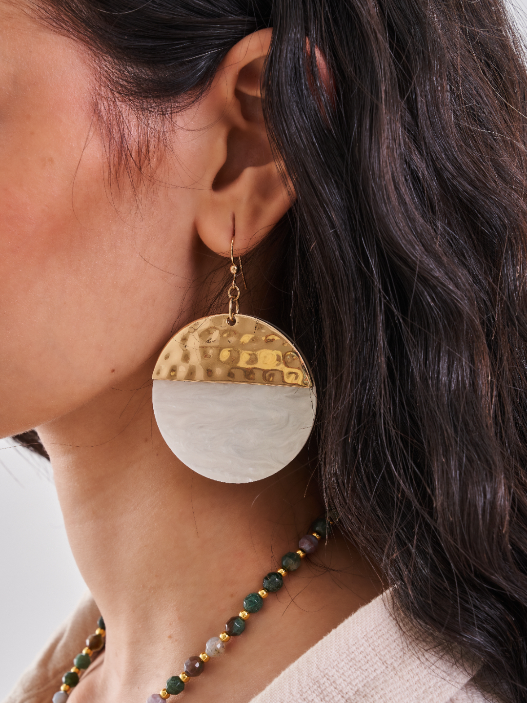 Mother of Pearl Disc Earrings