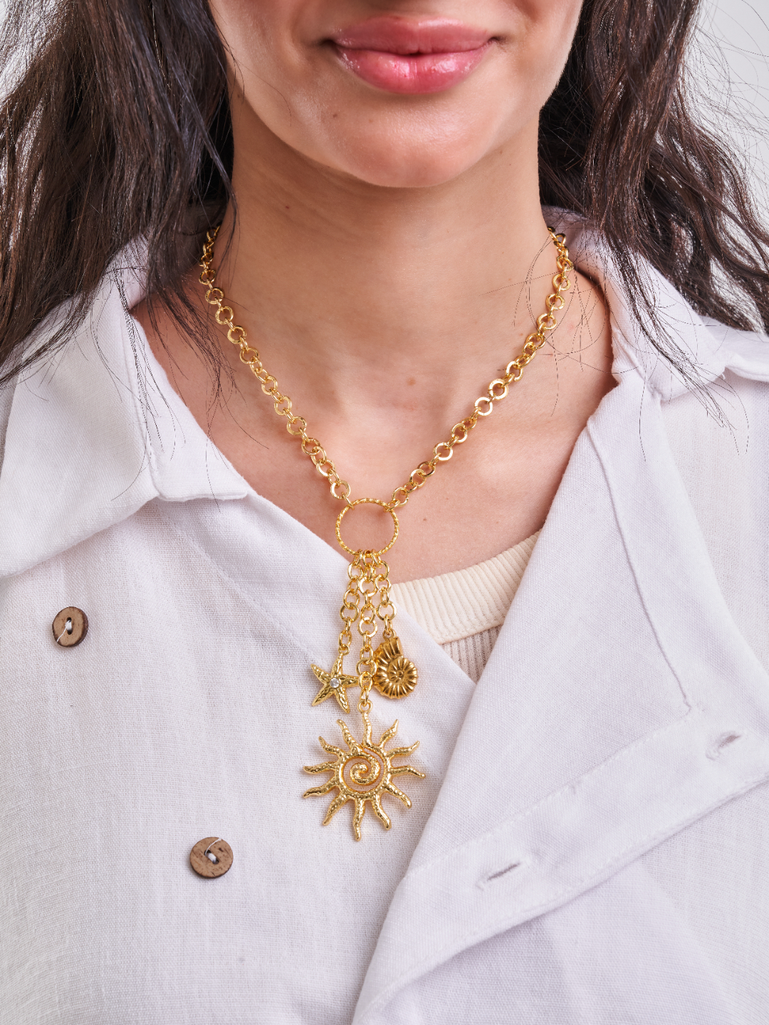 Sun & Starfish Charm Necklace