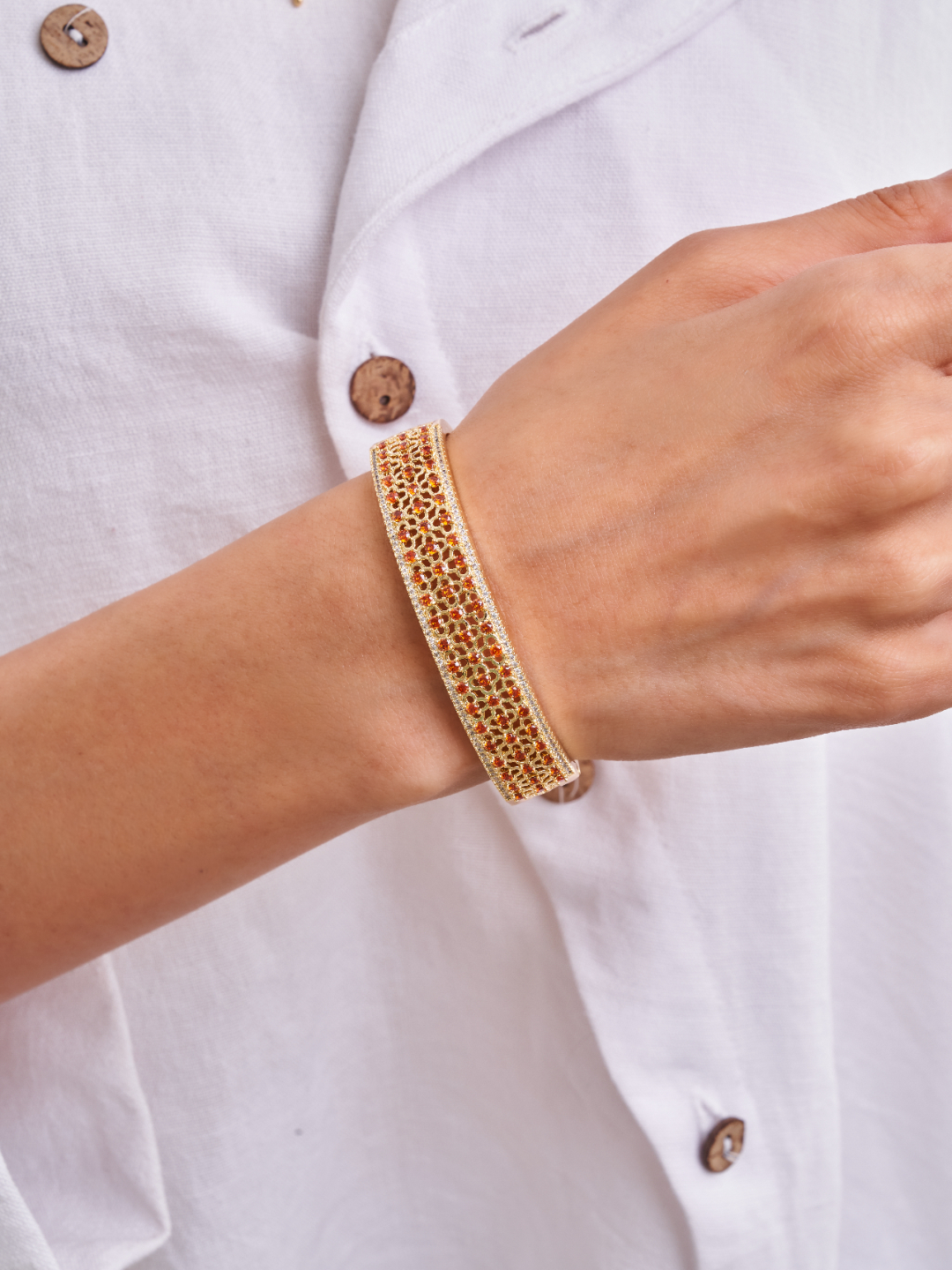 Royal Amber Zircon Cuff Bracelet