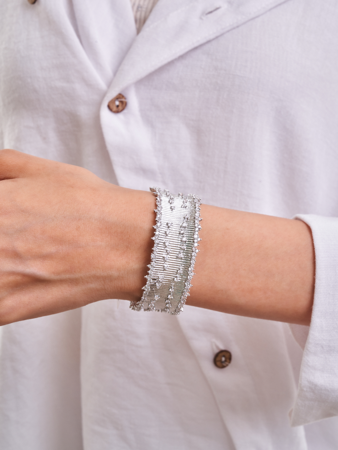 Silver Fringe Cuff Bracelet