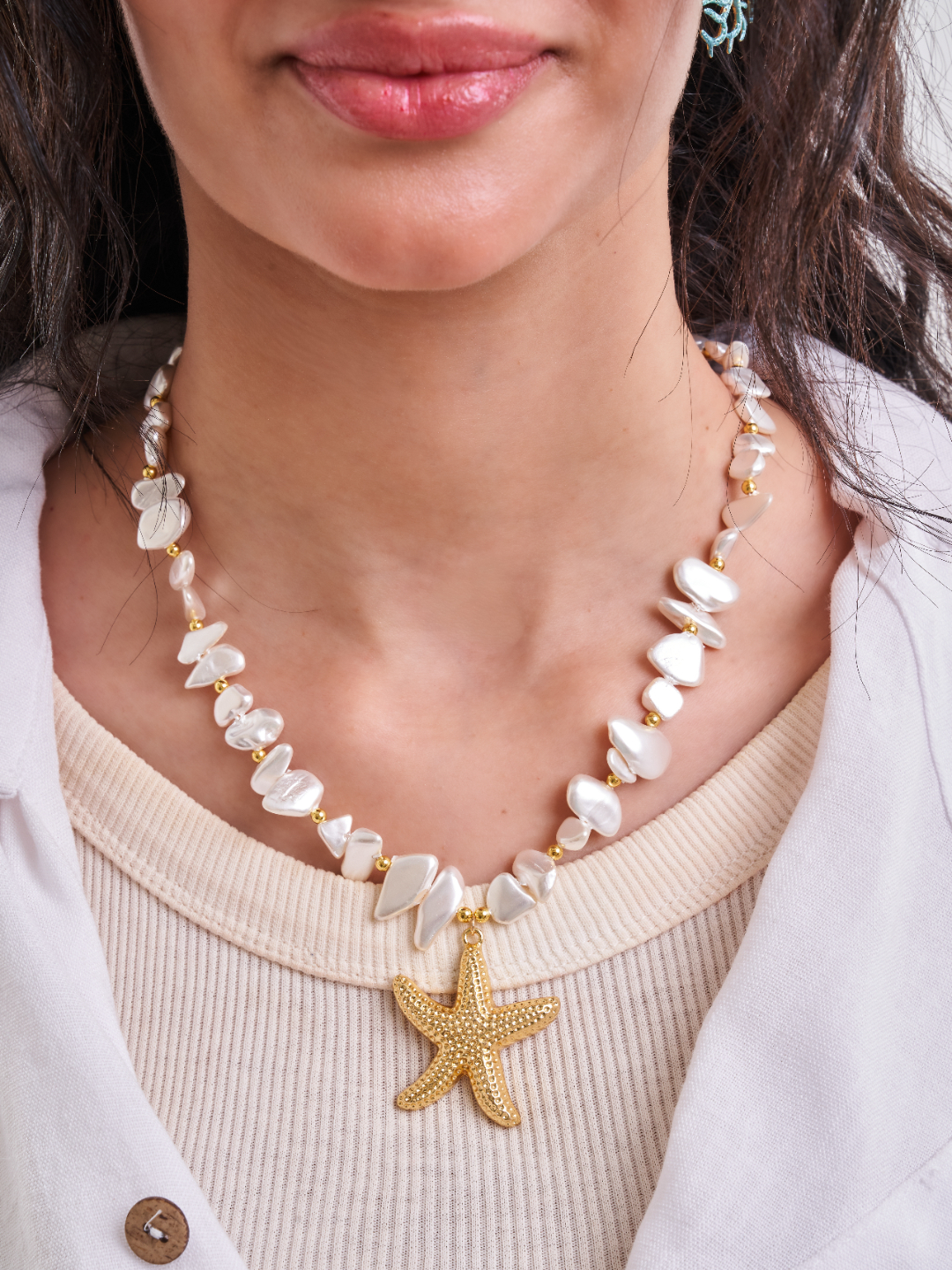 Mother of Pearl Starfish Pendant Necklace