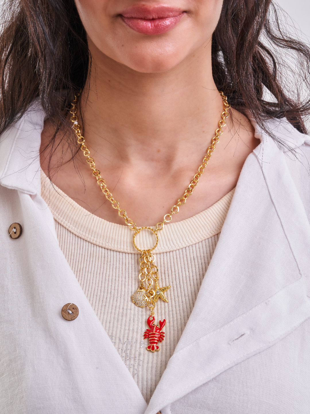 Coastal Lobster Charm Necklace