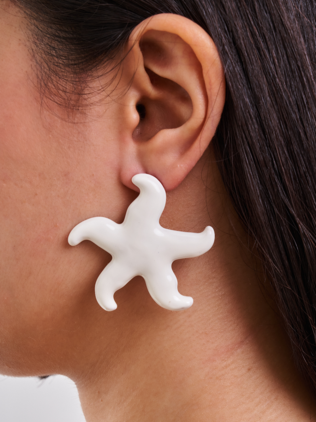 White Starfish Earrings